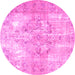 Round Persian Pink Traditional Rug, tr4316pnk