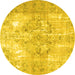 Round Persian Yellow Traditional Rug, tr4316yw