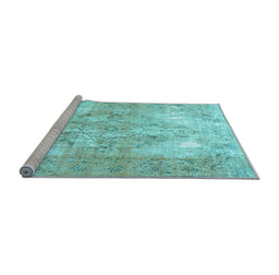 Sideview of Machine Washable Persian Light Blue Traditional Rug, wshtr4316lblu