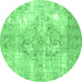 Round Persian Emerald Green Traditional Rug, tr4316emgrn