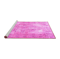 Sideview of Machine Washable Persian Pink Traditional Rug, wshtr4316pnk