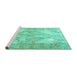 Sideview of Machine Washable Persian Turquoise Traditional Area Rugs, wshtr4316turq