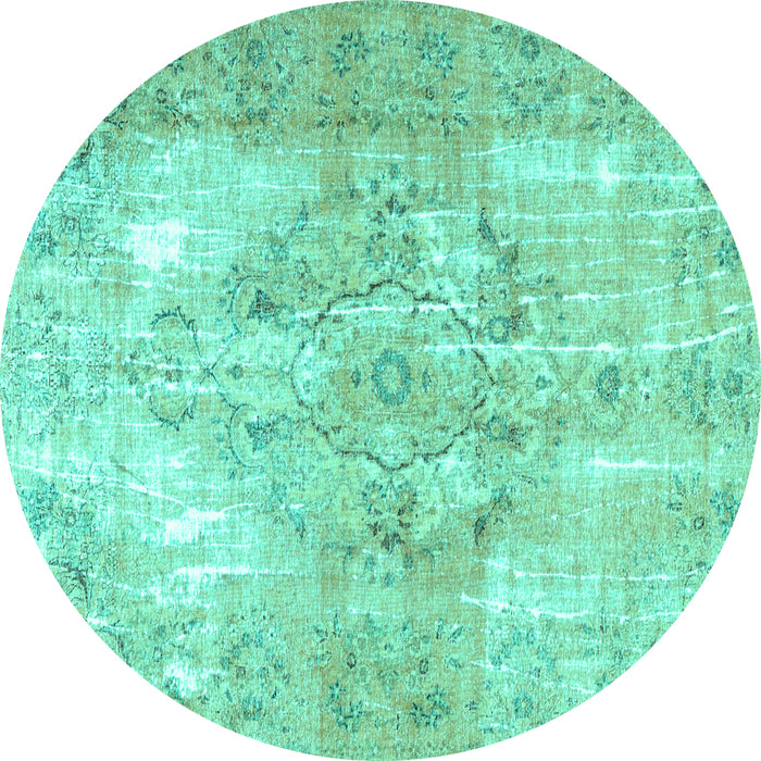 Round Persian Turquoise Traditional Rug, tr4316turq