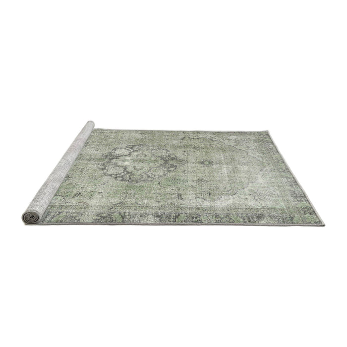 Sideview of Machine Washable Traditional Pale Silver Gray Rug, wshtr4317