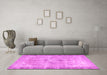 Machine Washable Persian Pink Traditional Rug in a Living Room, wshtr4317pnk