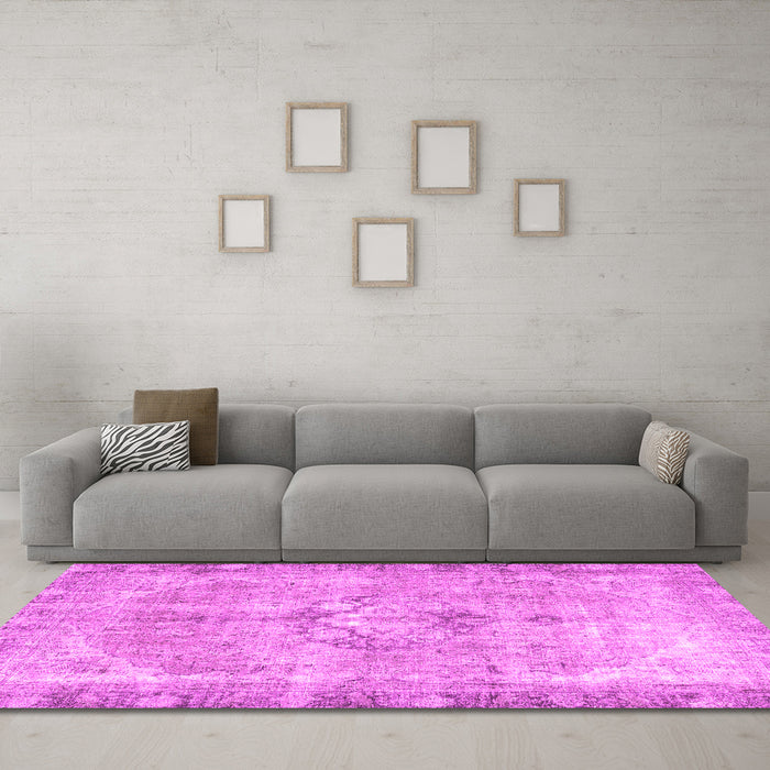 Machine Washable Persian Pink Traditional Rug in a Living Room, wshtr4317pnk