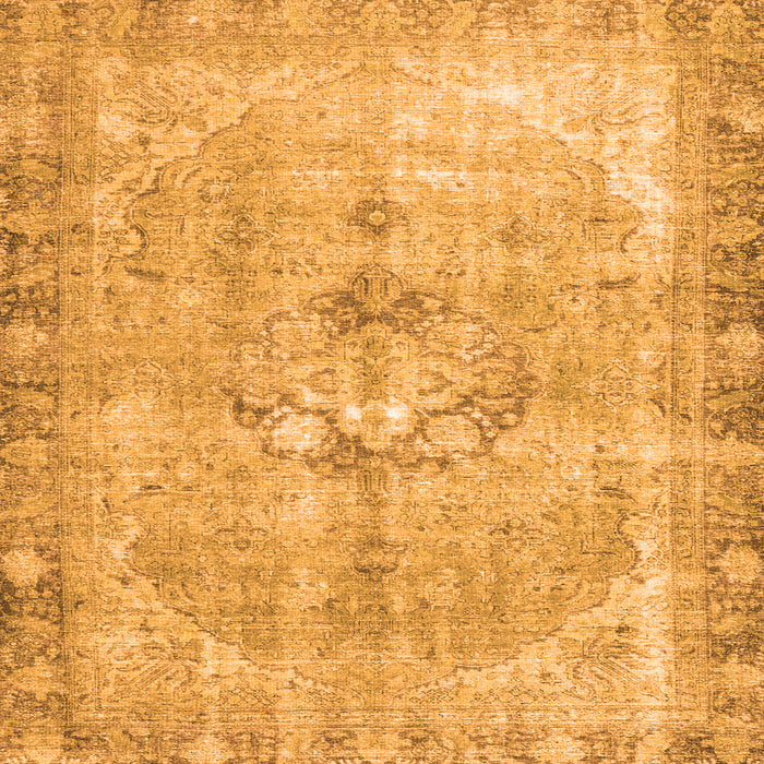 Round Machine Washable Persian Orange Traditional Area Rugs, wshtr4317org
