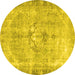 Round Persian Yellow Traditional Rug, tr4317yw