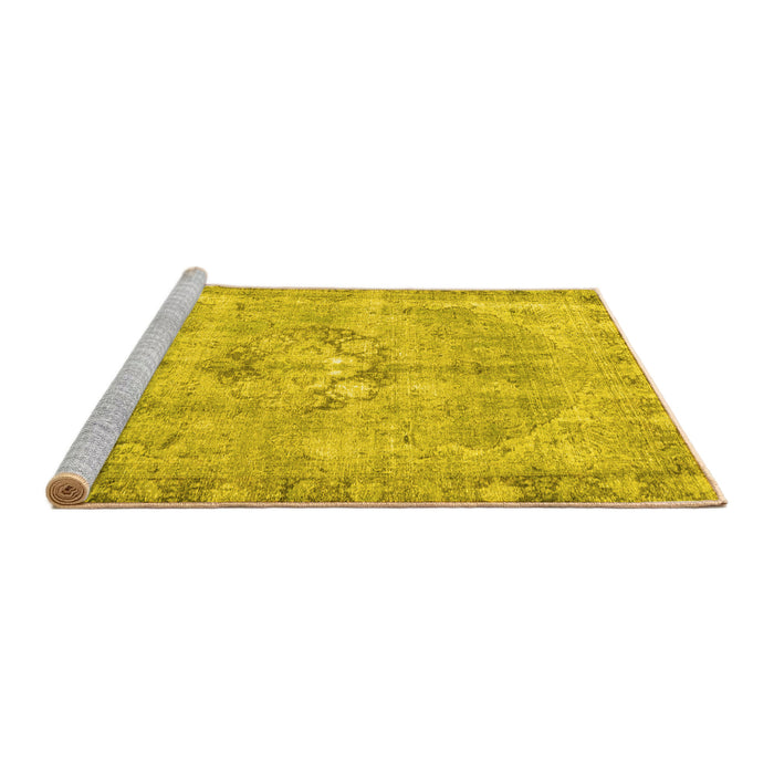 Sideview of Machine Washable Persian Yellow Traditional Rug, wshtr4317yw