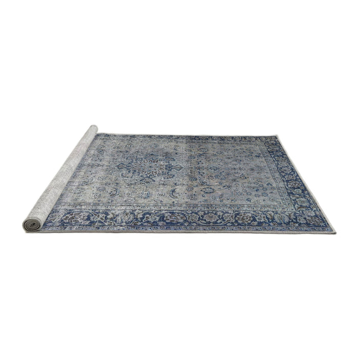 Sideview of Machine Washable Traditional Dark Gray Rug, wshtr4318