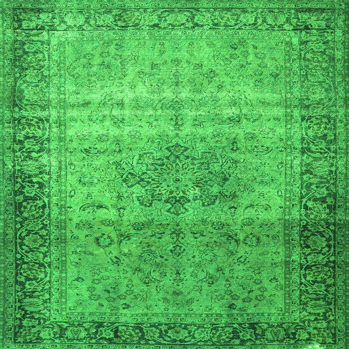 Round Machine Washable Persian Green Traditional Area Rugs, wshtr4318grn