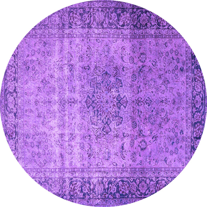 Round Machine Washable Persian Purple Traditional Area Rugs, wshtr4318pur