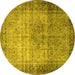 Round Machine Washable Persian Yellow Traditional Rug, wshtr4318yw