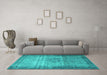 Machine Washable Persian Turquoise Traditional Area Rugs in a Living Room,, wshtr4318turq