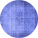 Round Persian Blue Traditional Rug, tr4318blu