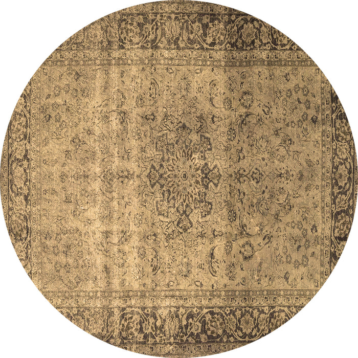Round Machine Washable Persian Brown Traditional Rug, wshtr4318brn