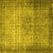 Square Machine Washable Persian Yellow Traditional Rug, wshtr4318yw