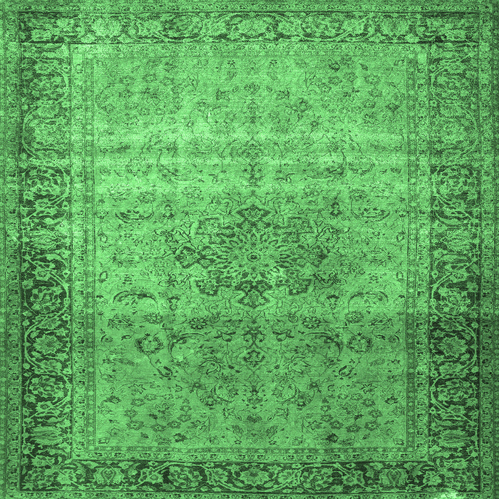 Square Persian Emerald Green Traditional Rug, tr4318emgrn