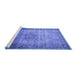 Sideview of Machine Washable Persian Blue Traditional Rug, wshtr4318blu