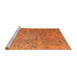 Sideview of Machine Washable Traditional Orange Red Rug, wshtr4319