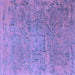 Square Machine Washable Persian Blue Traditional Rug, wshtr4319blu