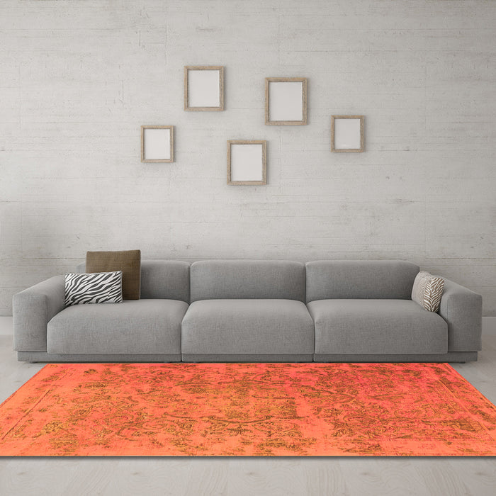 Machine Washable Persian Orange Traditional Area Rugs in a Living Room, wshtr4319org
