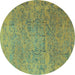 Round Persian Turquoise Traditional Rug, tr4319turq