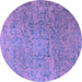 Round Persian Blue Traditional Rug, tr4319blu