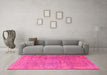 Machine Washable Persian Pink Traditional Rug in a Living Room, wshtr4319pnk