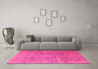 Machine Washable Persian Pink Traditional Rug, wshtr4319pnk