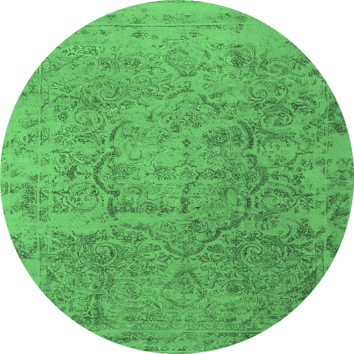 Round Persian Emerald Green Traditional Rug, tr4319emgrn