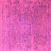 Square Machine Washable Persian Purple Traditional Area Rugs, wshtr4319pur