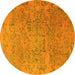 Round Persian Yellow Traditional Rug, tr4319yw