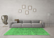 Machine Washable Persian Emerald Green Traditional Area Rugs in a Living Room,, wshtr4319emgrn