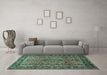 Machine Washable Persian Turquoise Traditional Area Rugs in a Living Room,, wshtr431turq