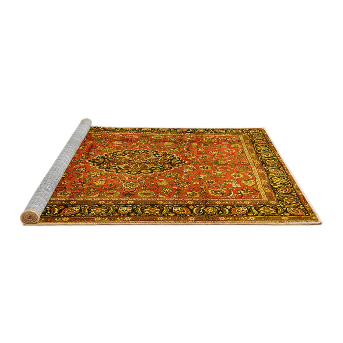 Sideview of Machine Washable Persian Yellow Traditional Rug, wshtr431yw
