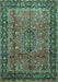 Machine Washable Persian Turquoise Traditional Area Rugs, wshtr431turq