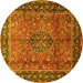 Round Persian Yellow Traditional Rug, tr431yw