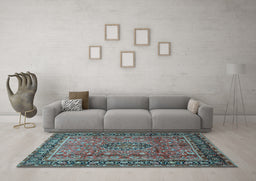 Machine Washable Persian Light Blue Traditional Rug in a Living Room, wshtr431lblu