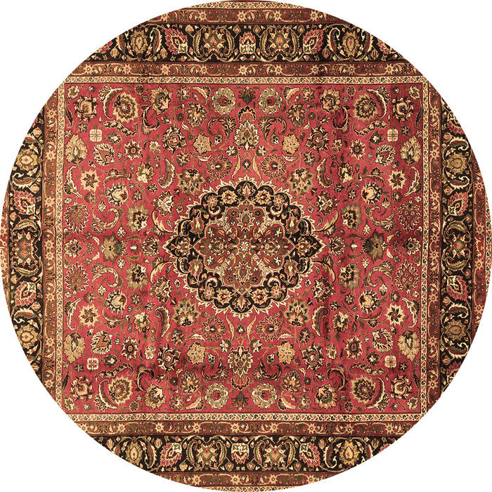 Round Persian Brown Traditional Rug, tr431brn