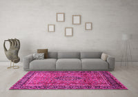 Machine Washable Persian Pink Traditional Rug, wshtr431pnk