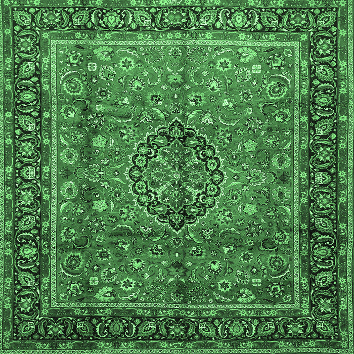 Square Machine Washable Persian Emerald Green Traditional Area Rugs, wshtr431emgrn
