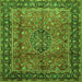 Round Machine Washable Persian Green Traditional Area Rugs, wshtr431grn