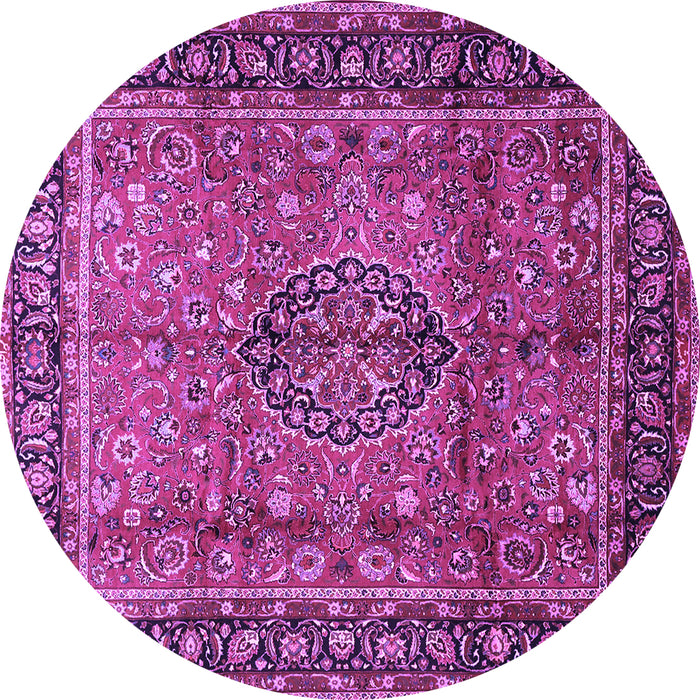 Round Machine Washable Persian Purple Traditional Area Rugs, wshtr431pur