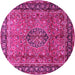 Round Machine Washable Persian Pink Traditional Rug, wshtr431pnk