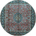 Round Persian Light Blue Traditional Rug, tr431lblu