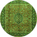 Square Persian Green Traditional Rug, tr431grn