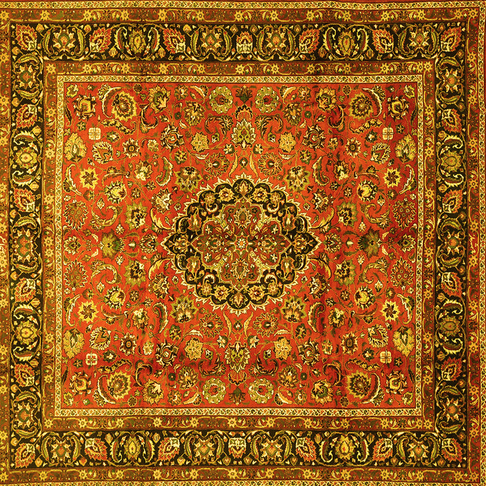 Square Machine Washable Persian Yellow Traditional Rug, wshtr431yw