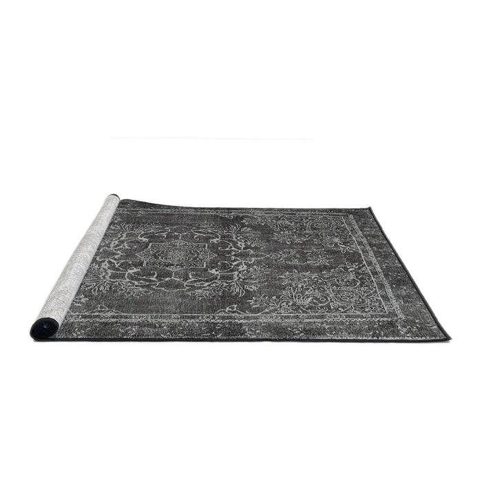 Sideview of Machine Washable Traditional Gunmetal Gray Rug, wshtr4320