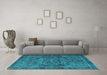 Machine Washable Persian Light Blue Traditional Rug in a Living Room, wshtr4320lblu